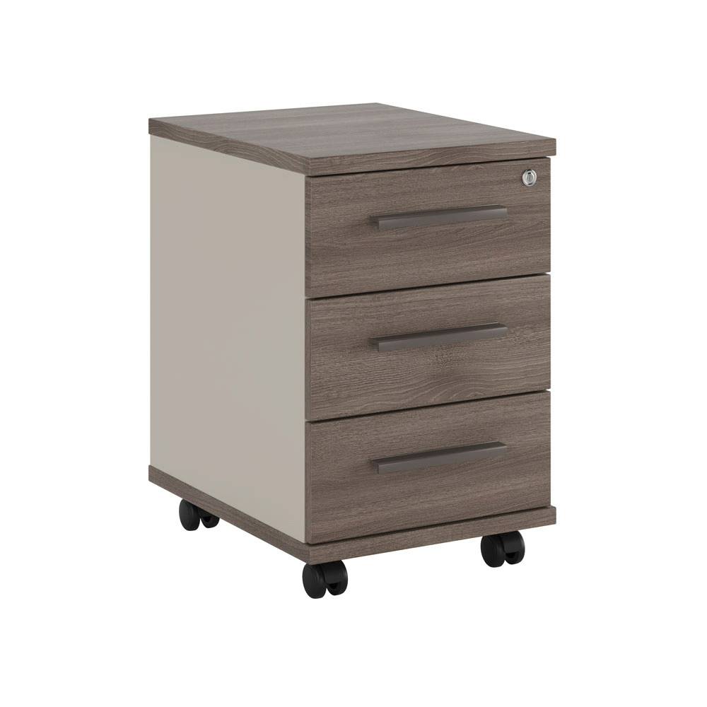 Тумба подкатная 3 ящика New Line дуб шамони темный 40,6x52,5x62