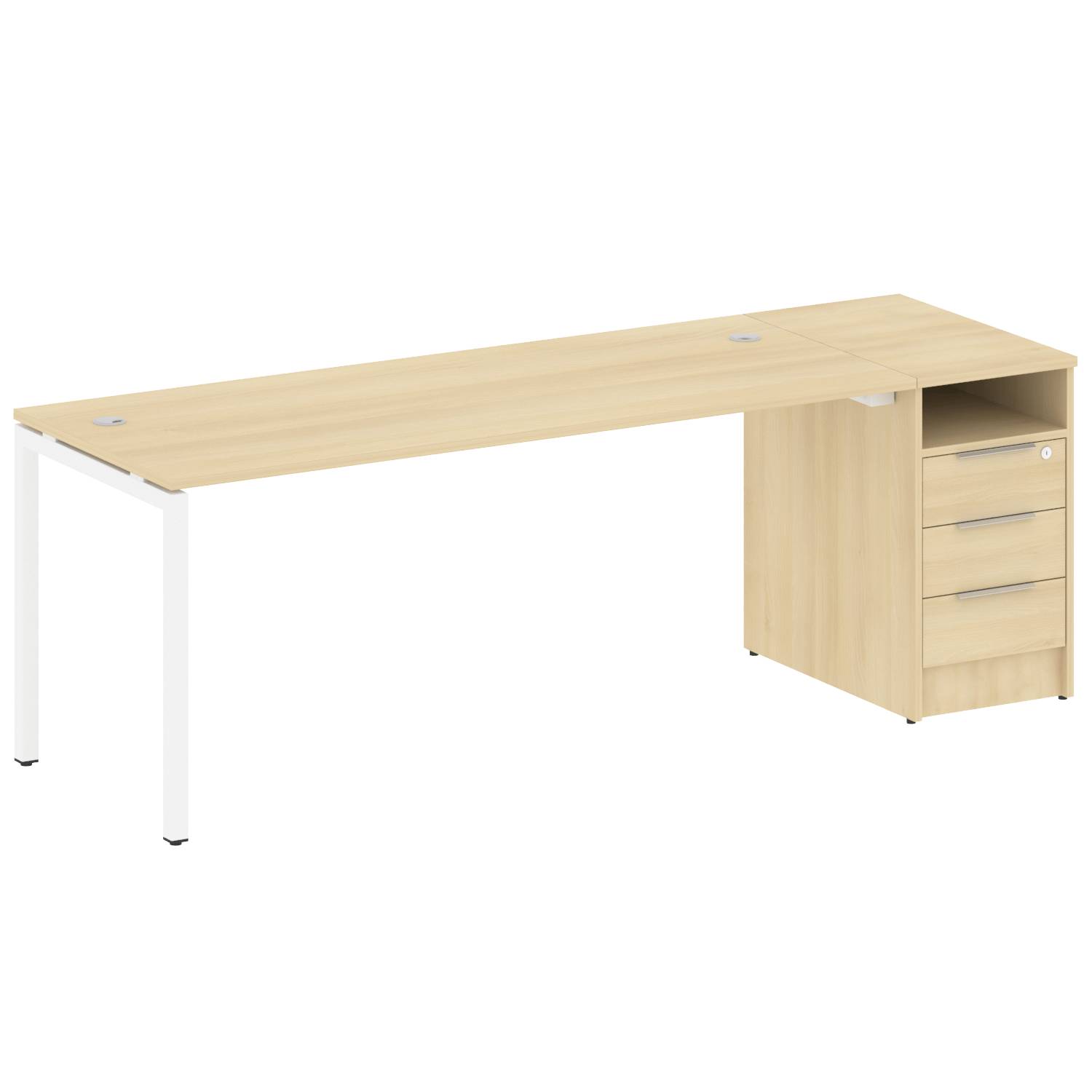 Metal System Quattro Рабочая станция с тумбой на П-образном м/к 40БП.РС-СТП-1.5 Акация Лорка/Металл