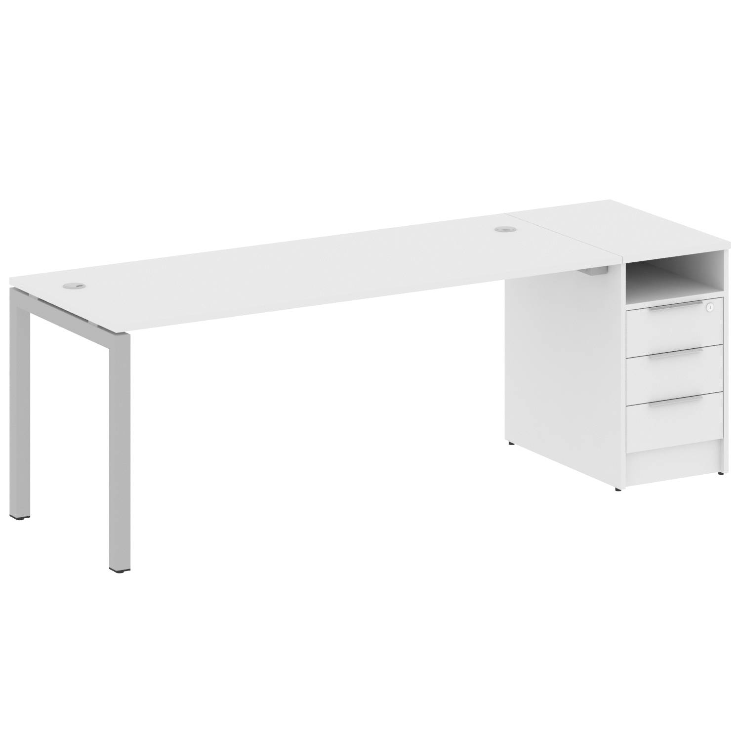 Metal System Quattro Рабочая станция с тумбой на П-образном м/к 50БП.РС-СТП-1.5 Белый/Металл Серый 2